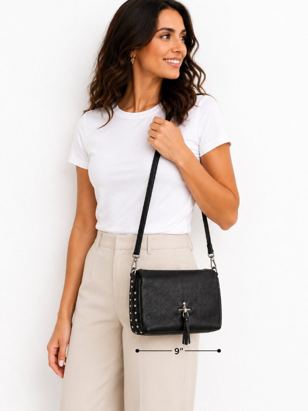 Rebecca Minkoff Mini MAC Black Pebbled Leather Crossbody Bag Silver Hardware